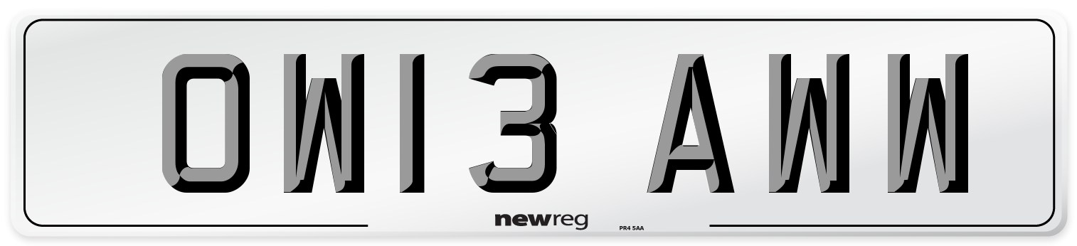 OW13 AWW Number Plate from New Reg